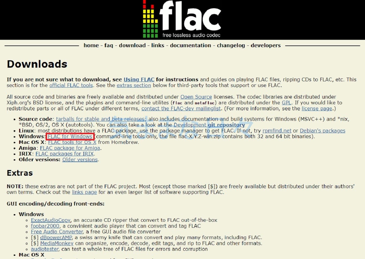 FLAC公式サイト