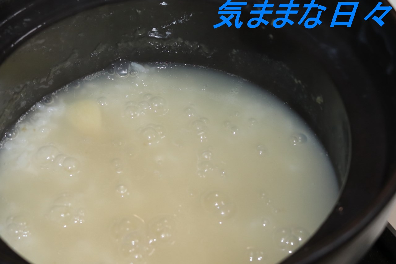 にんにく粥の炊き終わり
